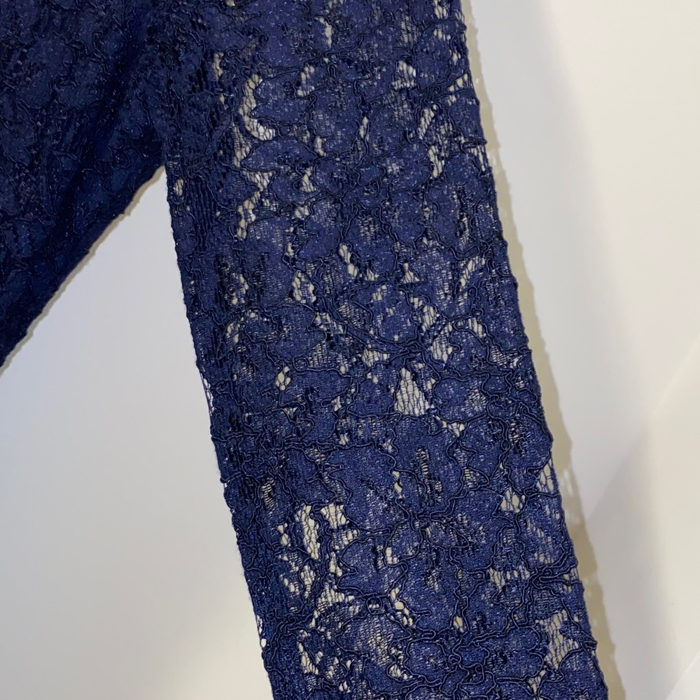 NWT!! Diane Von Furstenberg Zarita Navy Lace 3/4 Sleeve Sheath Dress Size 2 - Picture 15 of 16